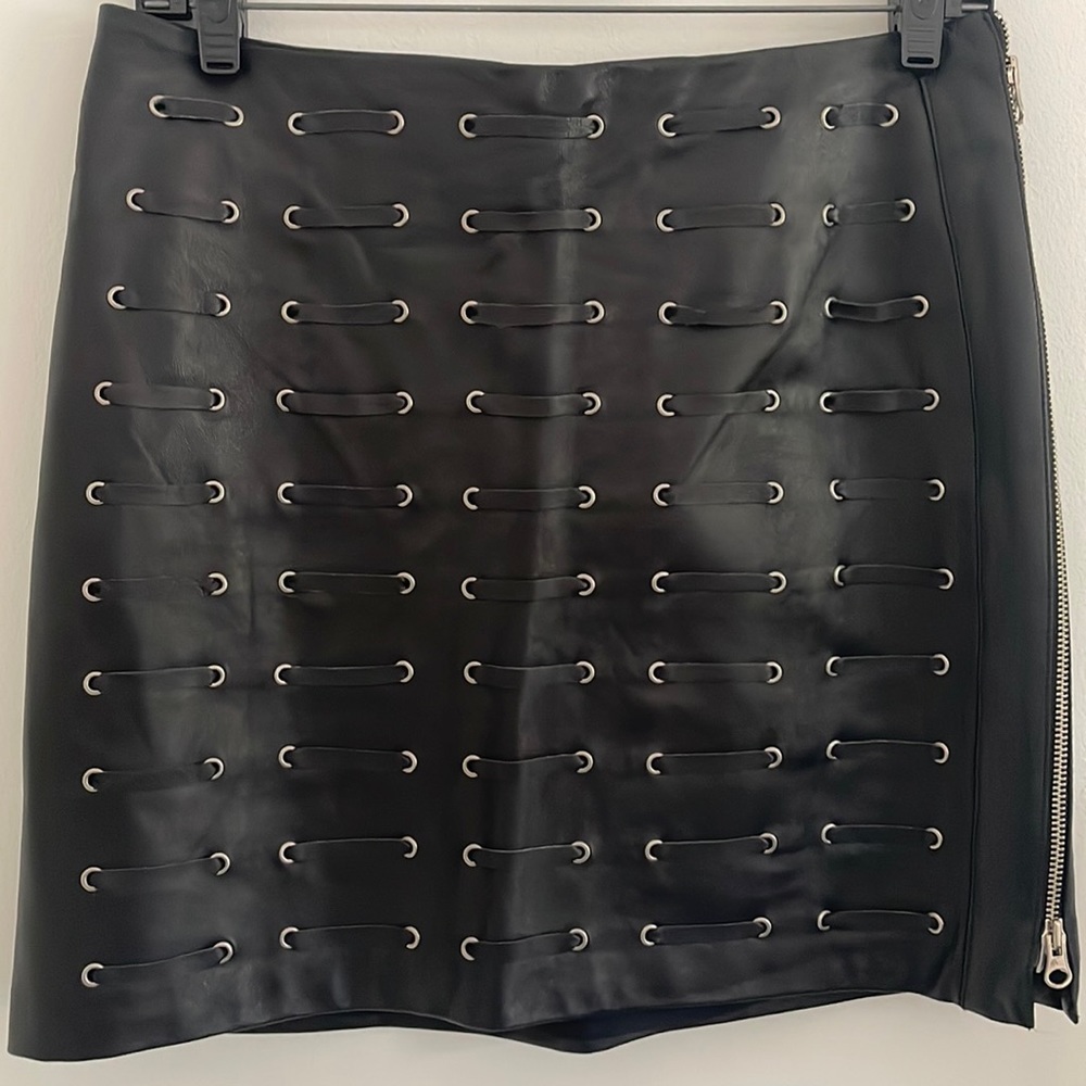Blue Ice Black Leather Skirt